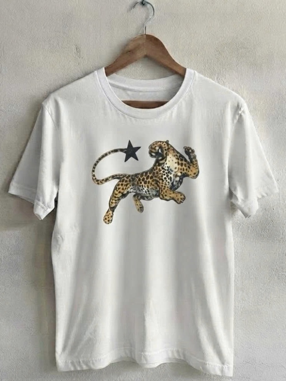 Leaping Cheetah Graphic Tee Shirt - White